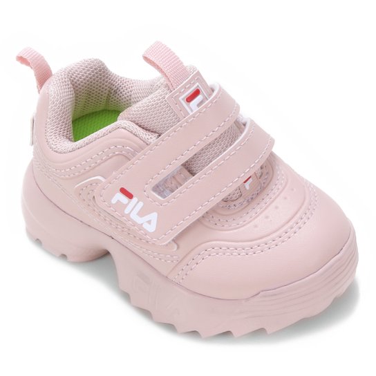 Tênis Bebê Fila Disruptor Feminino - Rosa+Vermelho Menor preço em Tênis Bebê Fila Disruptor Feminino - Rosa+Vermelho