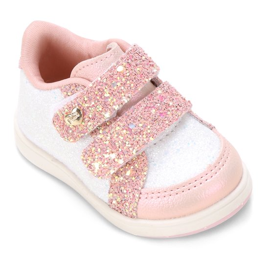 Tênis Bebê Klin Baby Moon Brilho Feminino - Branco+Rosa Menor preço em Tênis Bebê Klin Baby Moon Brilho Feminino - Branco+Rosa