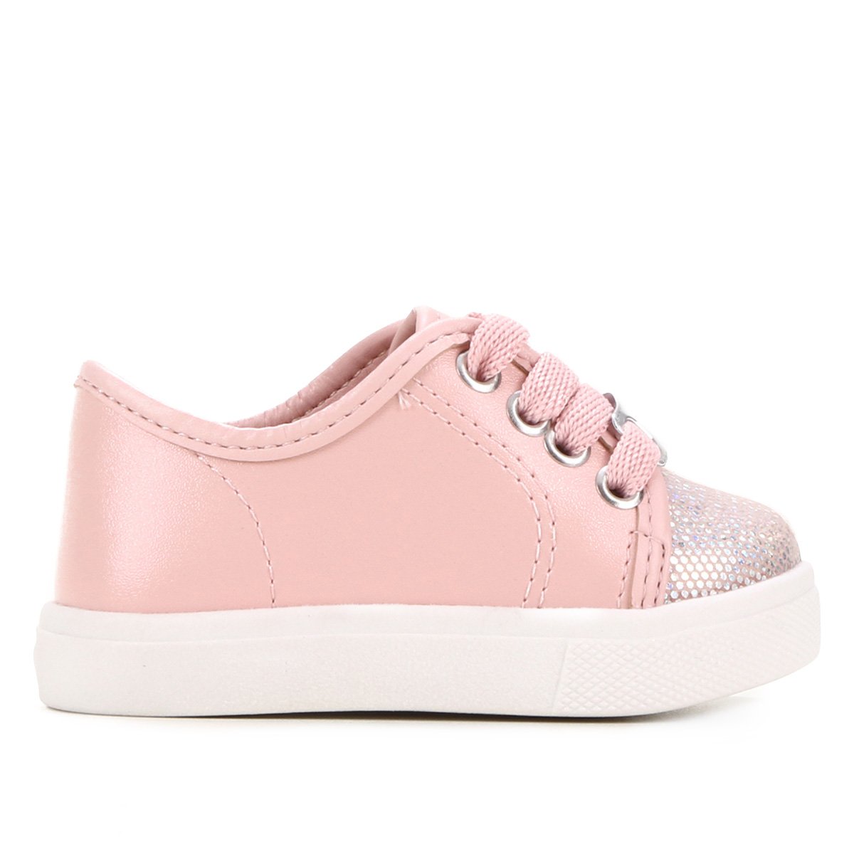 Tenis Bebê Molekinha Textura Feminino - Rosa+prata | Netshoes