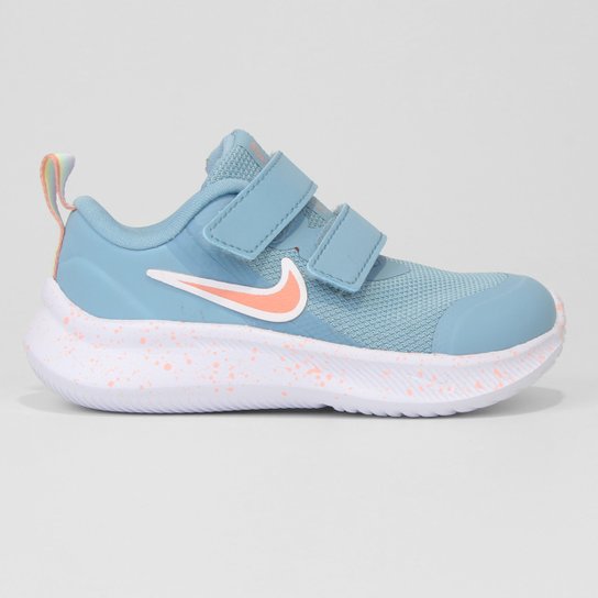 Tênis Bebê Nike Star Runner 3 Sidewalk Cano Baixo Menina - Azul+Laranja Menor preço em Tênis Bebê Nike Star Runner 3 Sidewalk Cano Baixo Menina - Azul+Laranja