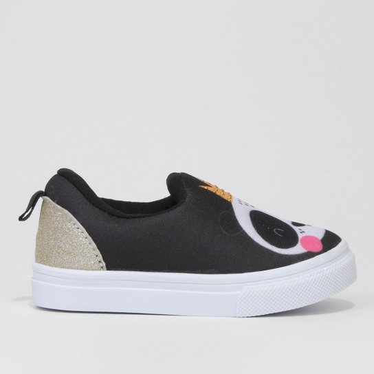 Tênis Bebê Slip On Kurz Little Panda Menina - Preto Menor preço em Tênis Bebê Slip On Kurz Little Panda Menina - Preto