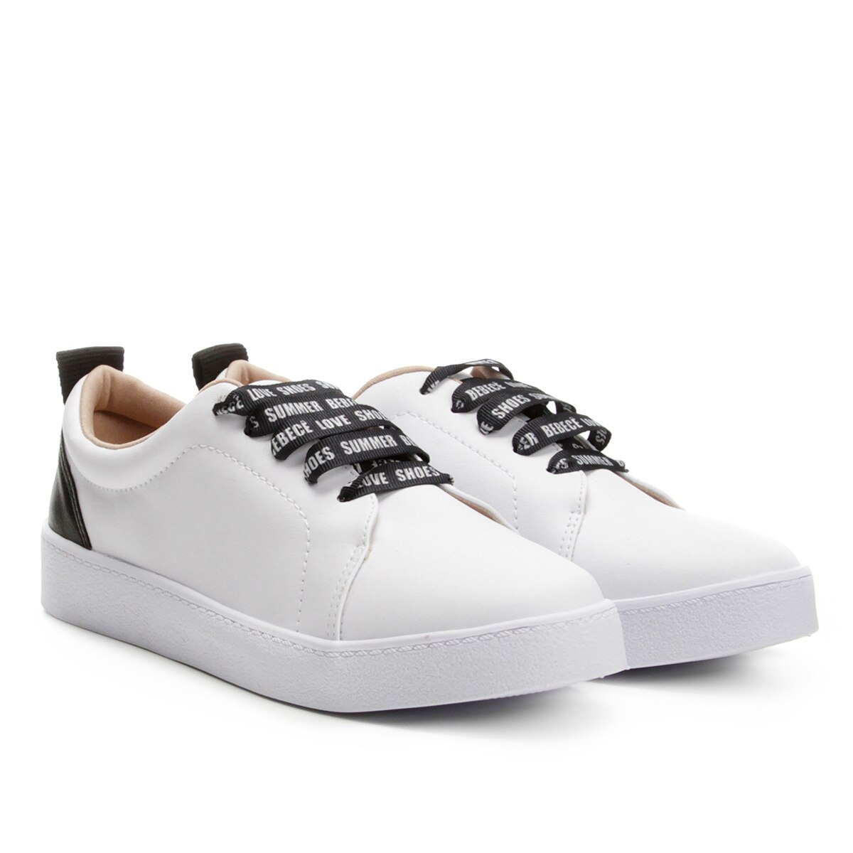 Tênis Bebecê Cadarço Fita Feminino - Branco+Preto | Netshoes
