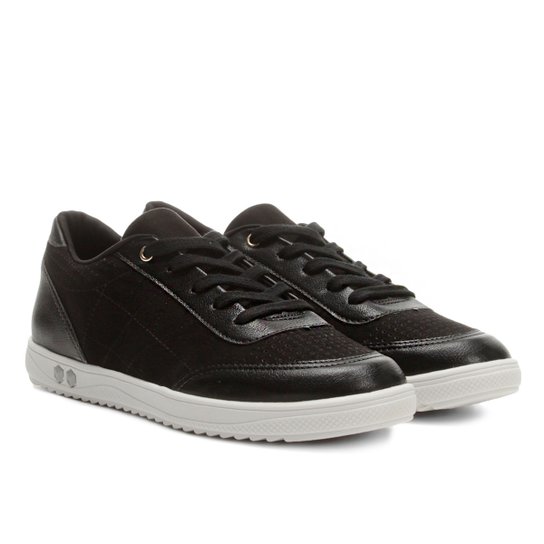 Tênis Bebecê Detalhe Laser Cut Feminino - Preto