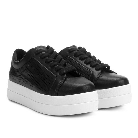 Tênis Bebecê Flatform Laser Feminino - Preto