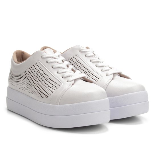 Tênis Bebecê Flatform Laser Feminino - Branco