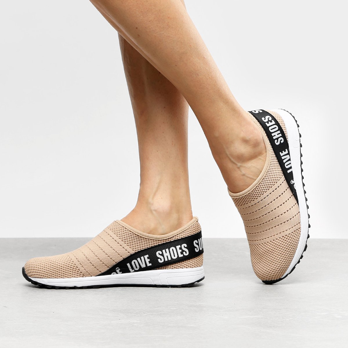 Tênis Bebecê Jogging Malha Feminino - Nude | Netshoes