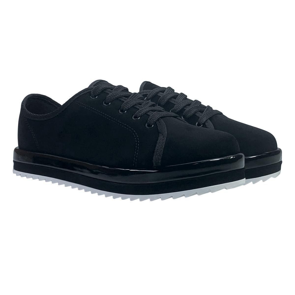 Tênis Beira Rio Sola Alta Tratorado Camurça Feminino - Preto | Netshoes