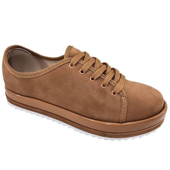 Tênis Beira Rio Sola Alta Tratorado Camurça Feminino - Marrom Menor preço em Tênis Beira Rio Sola Alta Tratorado Camurça Feminino - Marrom