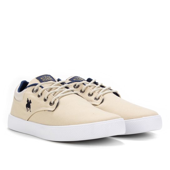 Tênis Black Horse Polo Farm Masculino - Off White+Azul Menor preço em Tênis Black Horse Polo Farm Masculino - Off White+Azul