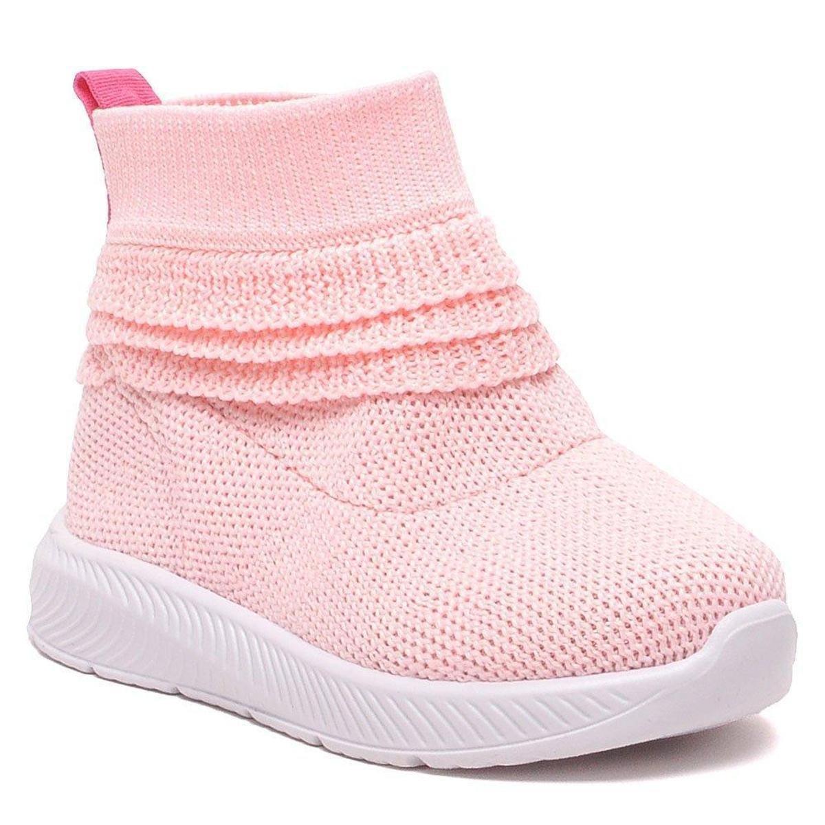 Tênis Bota Infantil Molekinha 2723104 Feminino - Rosa+prata | Netshoes