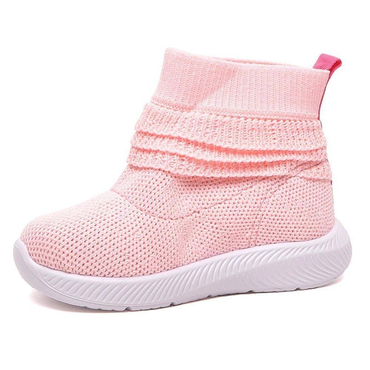 Tênis Bota Infantil Molekinha 2723104 Feminino - Rosa+prata | Netshoes