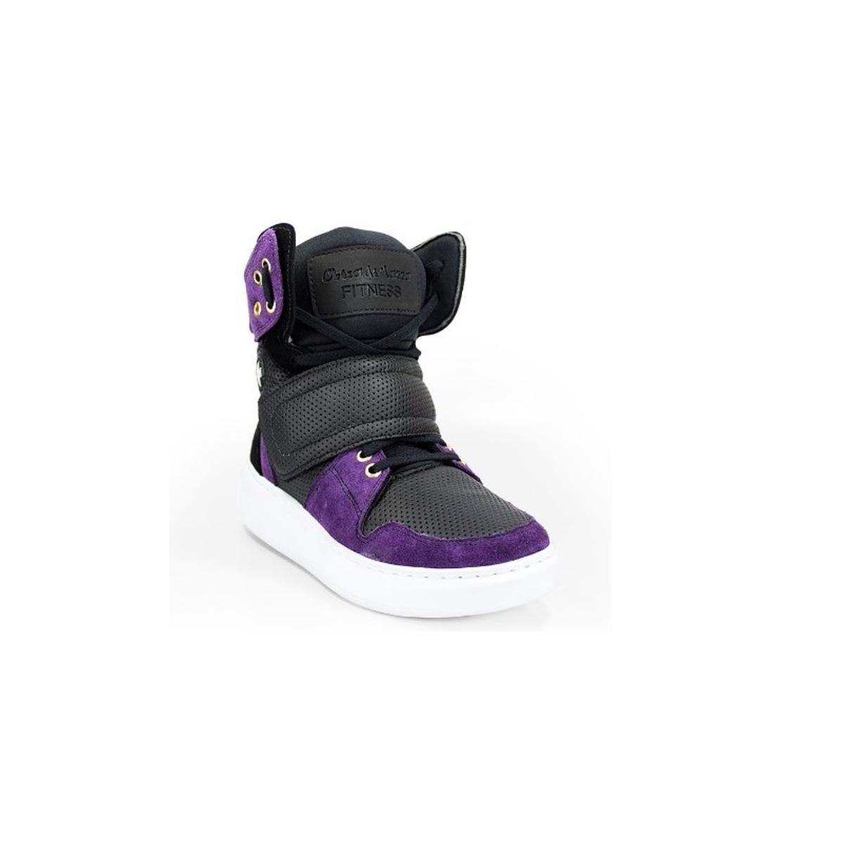 Tênis Bota Treino Feminino em Couro Fitness Cheia de Marra - Preto+Roxo |  Netshoes