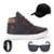 Tênis Botinha Infantil Masculino Casual Cano Alto Confortavel + Bone + Oculos + Relogio - Café