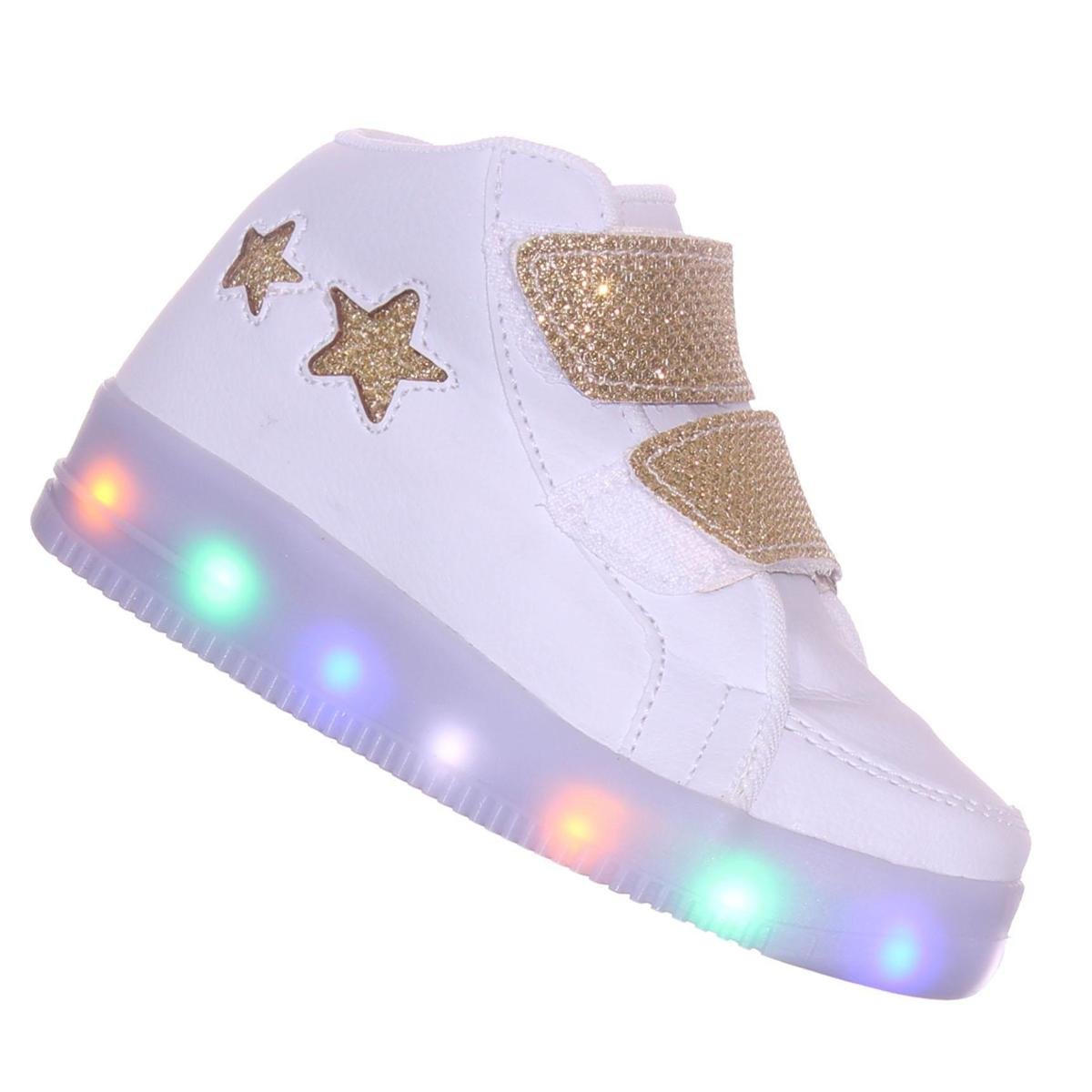 Tenis Botinha Luzinha Led Luz Pisca Infantil Menina Estrela