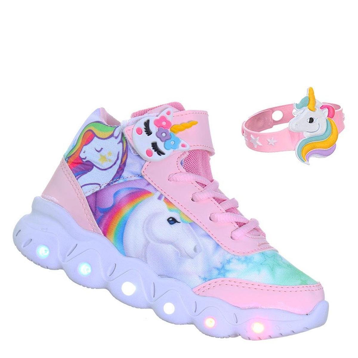Tenis Botinha Tenis De Led Infantil Menina Tenis Botinha Unicórnio