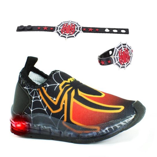 Tenis Calçado de Menino com Luz do Aranha que Pisca Led Infantil Masculino - Preto Menor preço em Tenis Calçado de Menino com Luz do Aranha que Pisca Led Infantil Masculino - Preto