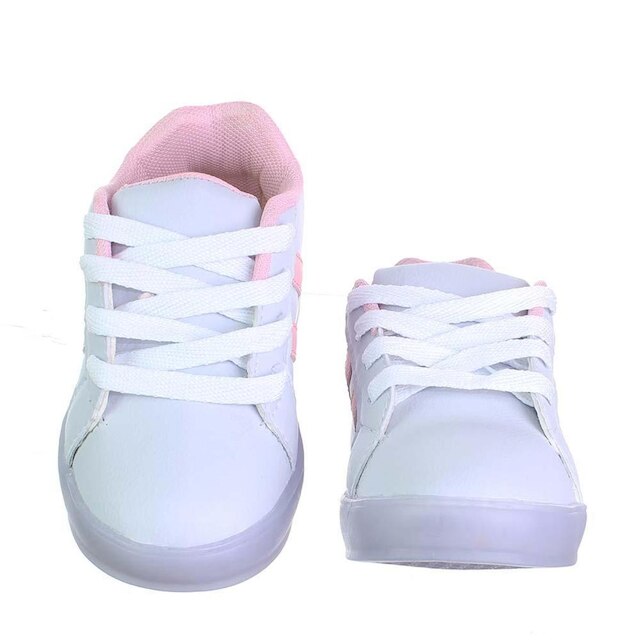 Tenis Calçado Luzinha Luz Led Infantil Juvenil Menina Branco Rosa