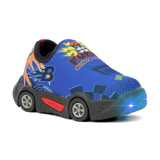 Tênis Calce Fácil Infantil Menino Carro Luzinha LED Conforto - Azul é ruim? Tênis Calce Fácil Infantil Menino Carro Luzinha LED Conforto - Azul é boa?