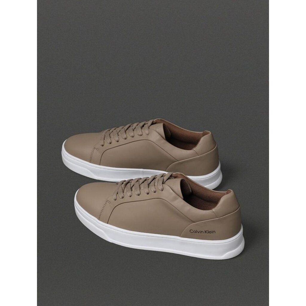 Tênis Calvin Klein Masculino Couro Caqui Claro