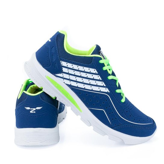 Tenis Caminhada Casual Zeus Masculino Confort Design Dia Dia - Azul+Verde Menor preço em Tenis Caminhada Casual Zeus Masculino Confort Design Dia Dia - Azul+Verde