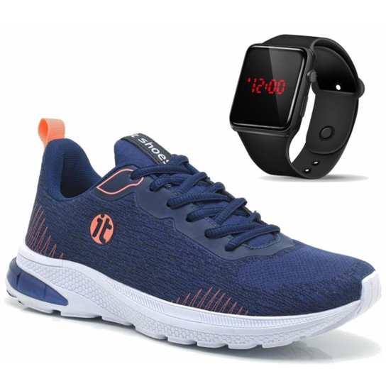 Tênis Caminhada Feminino Academia + Relógio Digital LED Esportivo - Azul+Salmão é ruim? Tênis Caminhada Feminino Academia + Relógio Digital LED Esportivo - Azul+Salmão é boa?