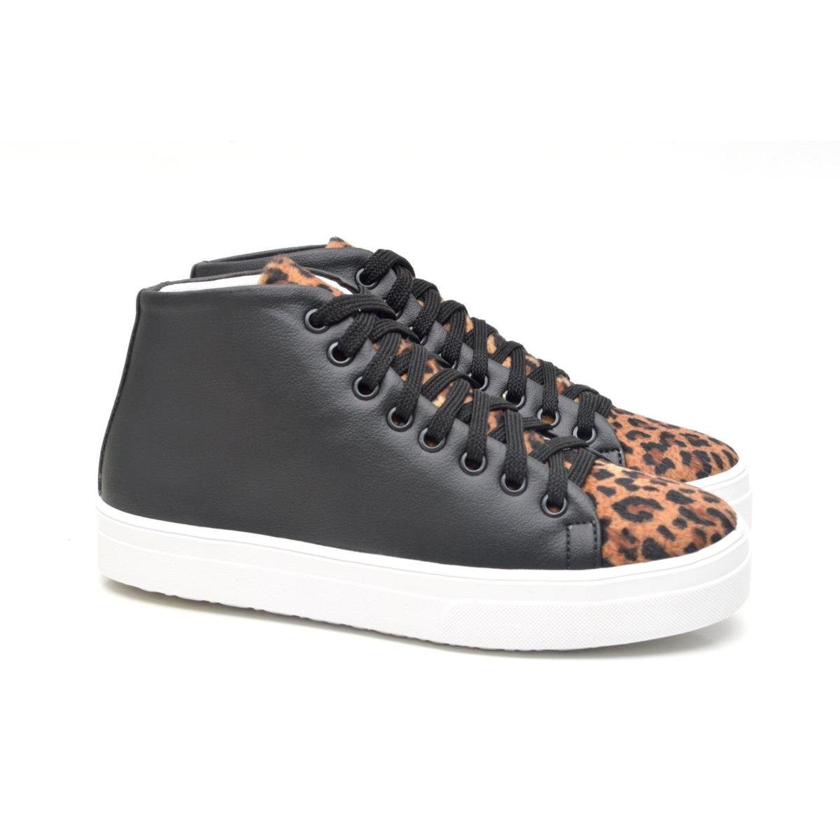 tenis cano alto feminino marrom