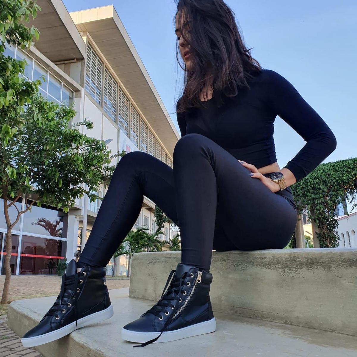 Tenis Cano Alto Fitness Vermelho Balluga - Preto | Netshoes