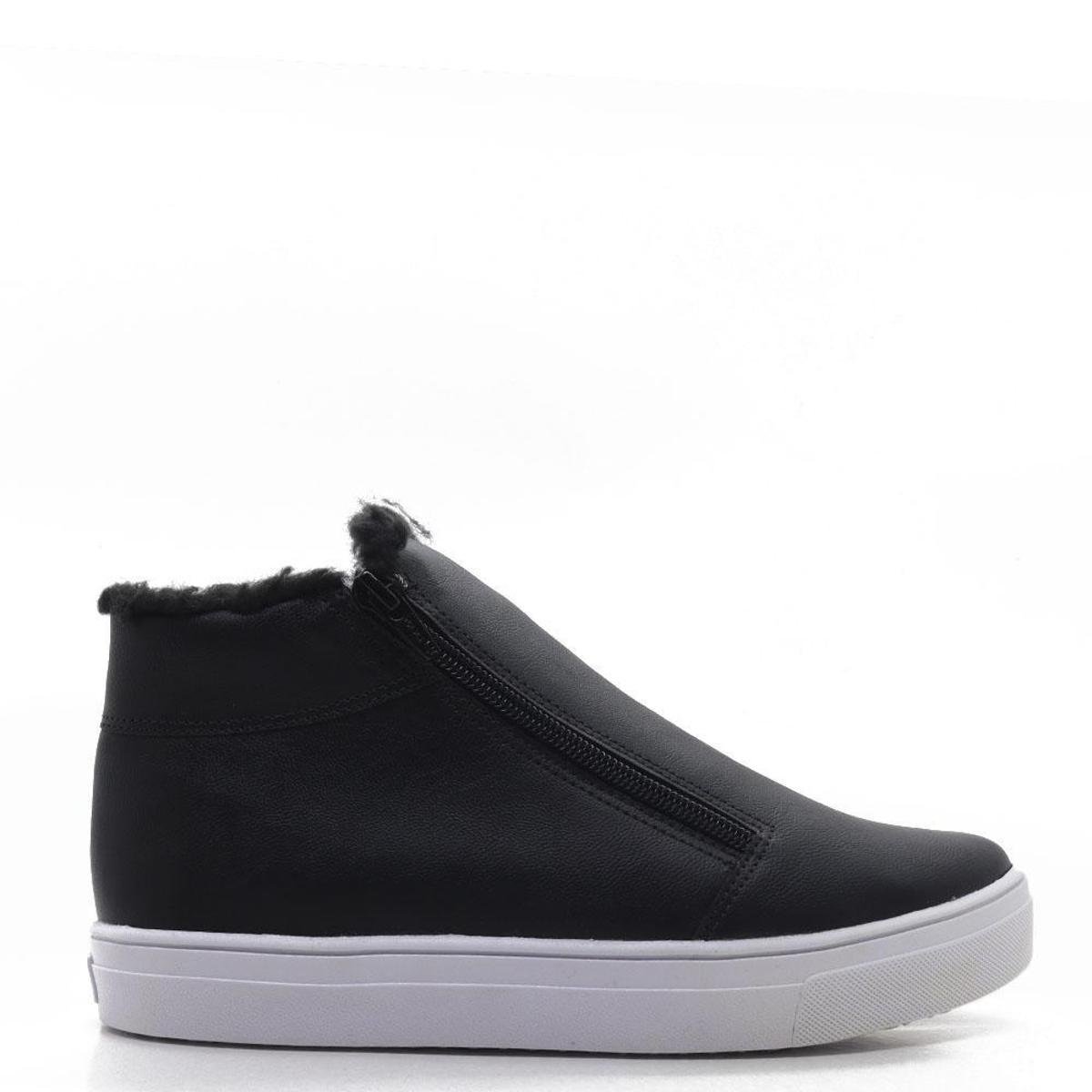TENIS CANO ALTO FORRADO PELO - Preto | Netshoes