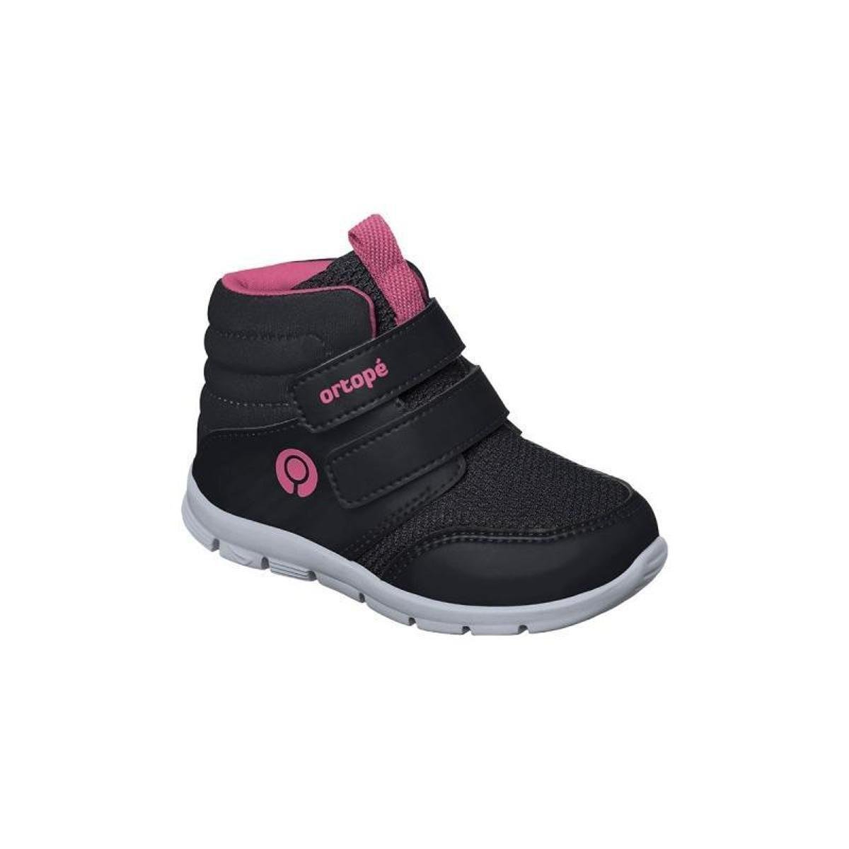 Cano Alto Tenis Infantil Preto E Rosa Tenis Ortope Tenis Cano Alto