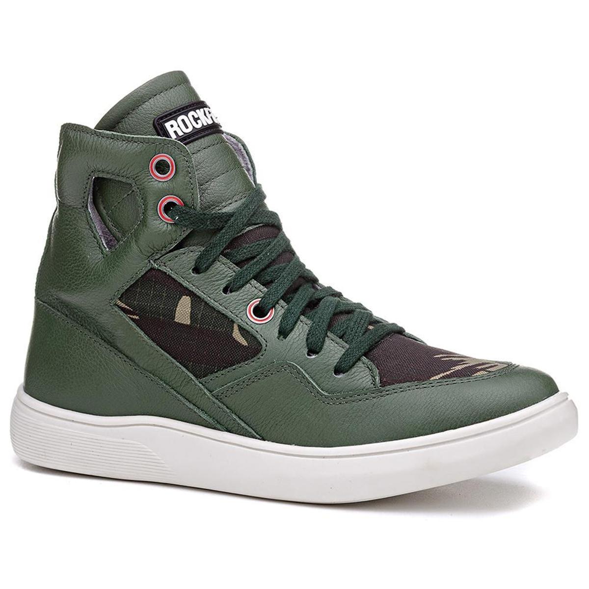 Tênis Cano Alto Rock Fit Scorpions Em Couro Verde Camuflado - Verde Militar  | Netshoes