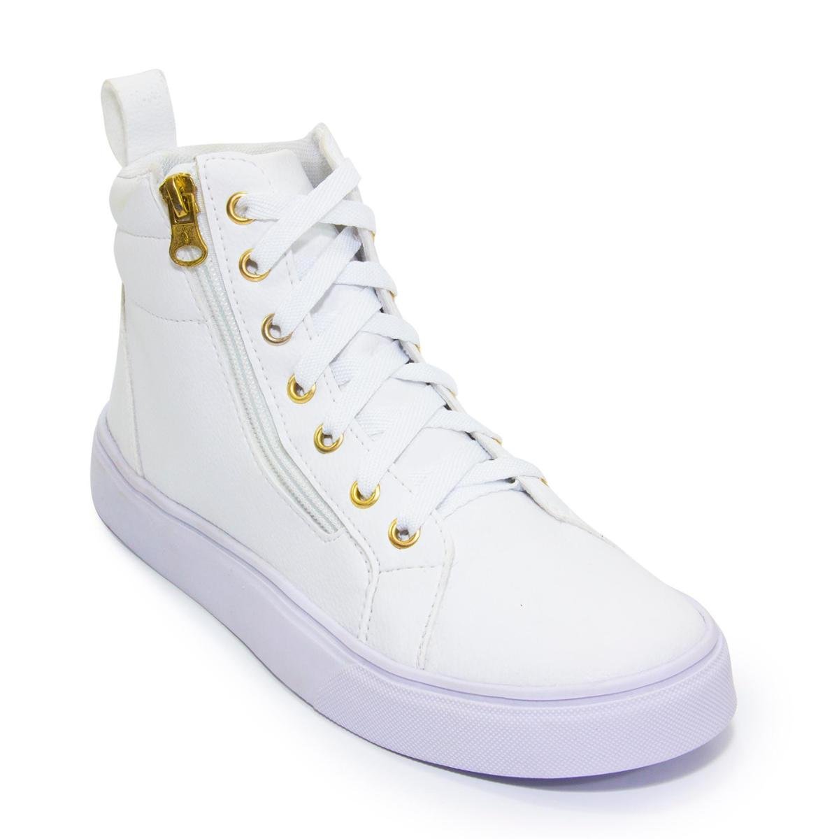 Tenis Cano Alto Sneaker Sapato Feminino - Branco | Netshoes