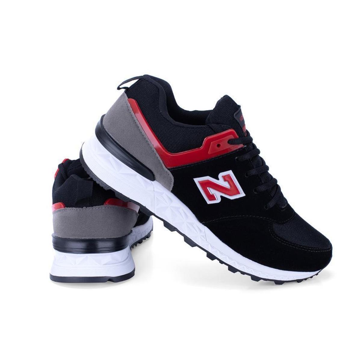 Tênis Cano Baixo Masculino Palmilha EVA Conforto - Preto+Vermelho | Netshoes