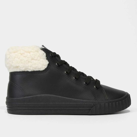 Menor preço em Tênis Cano Médio Moleca Pelo Feminino - Preto+Branco