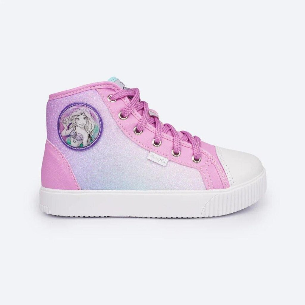 Tênis Cano Médio Pampili Degradê Rosa Princesa Ariel Disney