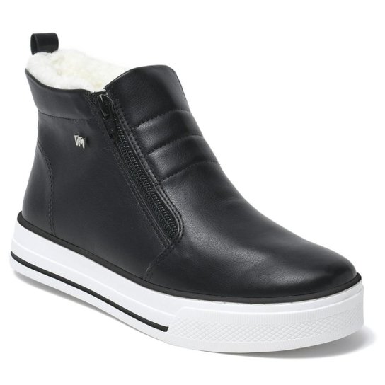 Tênis Cano Médio Via Marte Zíper Feminino - Preto Menor preço em Tênis Cano Médio Via Marte Zíper Feminino - Preto