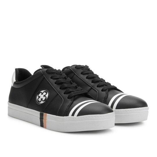 Tênis Capodarte Listras Monograma Feminino - Preto+Branco