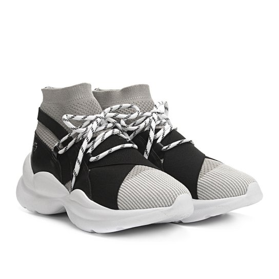 Tênis Capodarte Meia Chunky Sneaker Feminino - Cinza+Preto