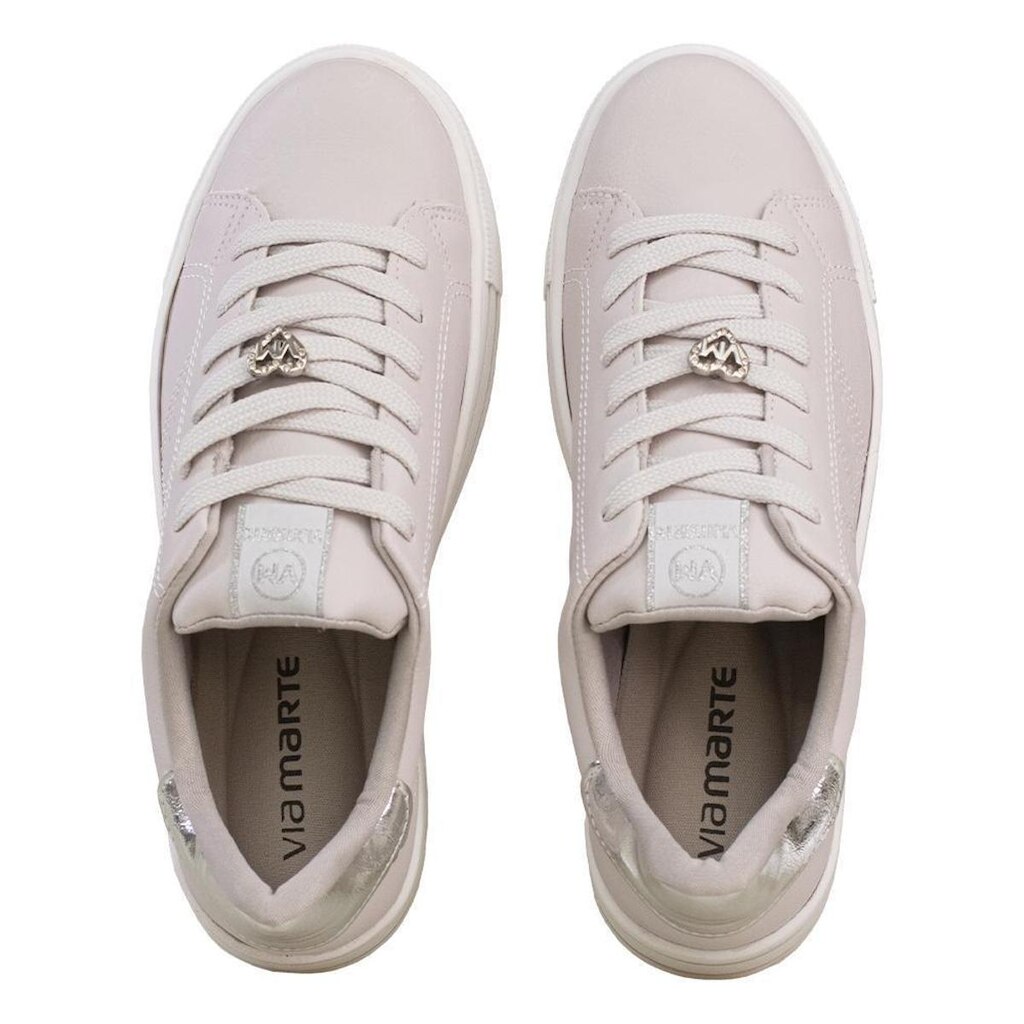 Tênis Casual Branco e Dourado Solado Listrado | Via Marte