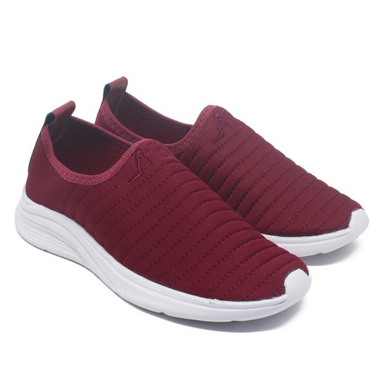 Tenis Casual Calce Fácil Conforto Feminino - Vinho Menor preço em Tenis Casual Calce Fácil Conforto Feminino - Vinho