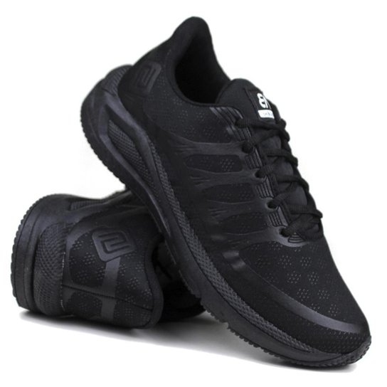 Tenis Casual Caminhada Academia em Nylon Masculino - Preto Menor preço em Tenis Casual Caminhada Academia em Nylon Masculino - Preto
