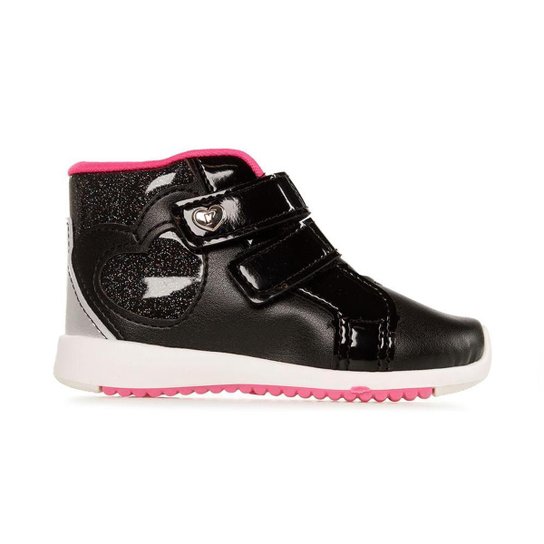 Tênis Casual Cano Alto Infantil Kidy Heart Preto 19 - Cristal+Preto Menor preço em Tênis Casual Cano Alto Infantil Kidy Heart Preto 19 - Cristal+Preto