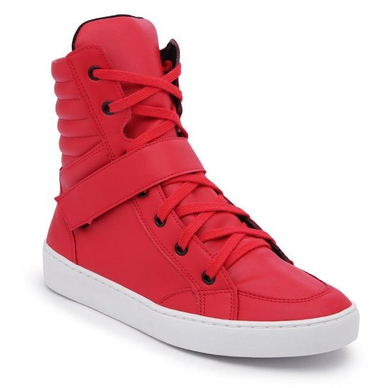 Tênis Casual Cano Médio Feminino Sola Reta E Macia - Vermelho Menor preço em Tênis Casual Cano Médio Feminino Sola Reta E Macia - Vermelho