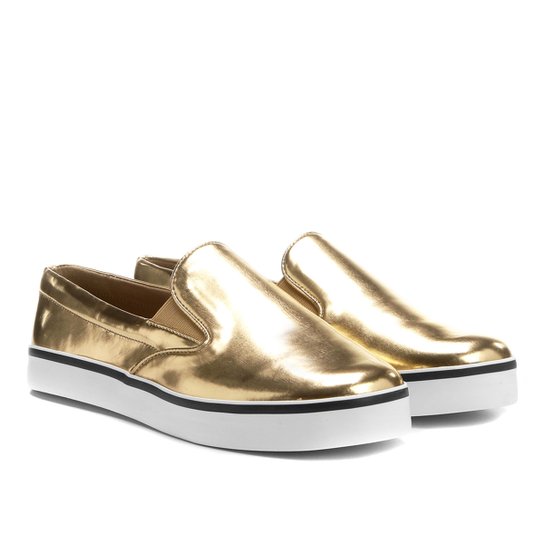 Tênis Casual Capodarte Slip On Monograma - Dourado