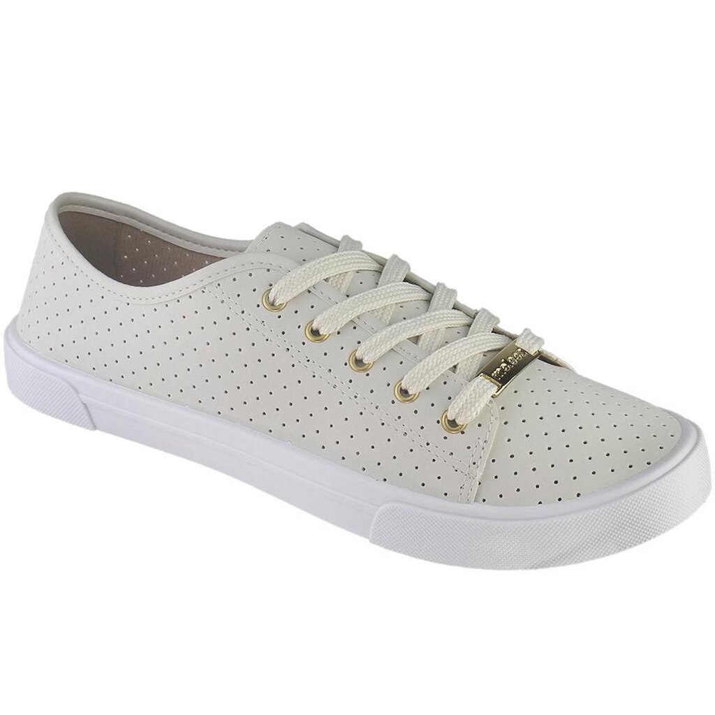 Tênis Casual em Microperfuros Feminino Moleca Branco Off 5296.510