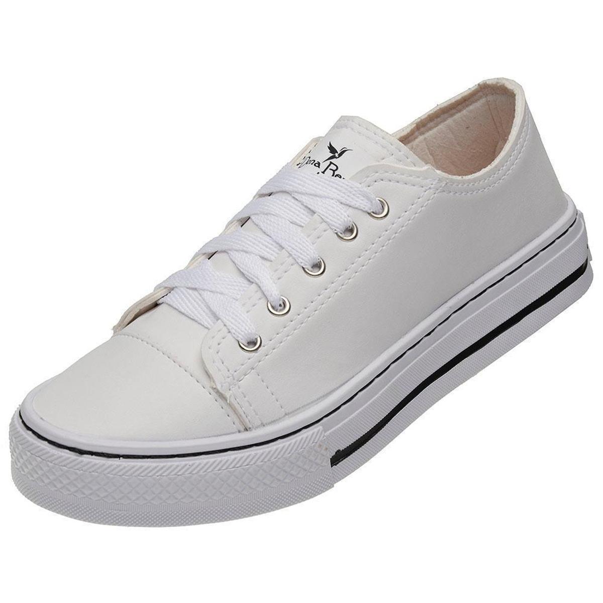 Tênis Casual Feminino Cano Baixo Cadarço Estilo Conforto - Branco | Netshoes