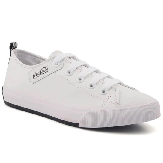 Tenis Casual Feminino Chuteirinha em Couro Coca Cola CC1902 - Branco Menor preço em Tenis Casual Feminino Chuteirinha em Couro Coca Cola CC1902 - Branco