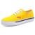 Tênis Casual Feminino com Cadarço Bico Redondo e Sola Borracha com Listra - Amarelo