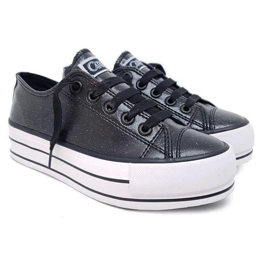 Tenis Casual Feminino Flatform Plataforma Glitter Capricho CP0694 - Preto Menor preço em Tenis Casual Feminino Flatform Plataforma Glitter Capricho CP0694 - Preto