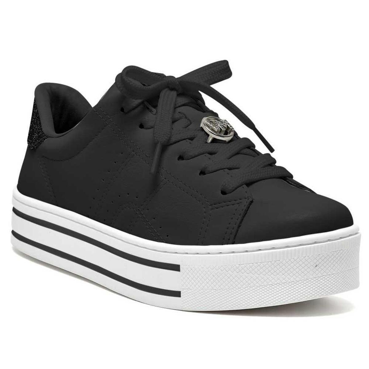 Tênis Casual Feminino Flatform Preto Glitter Via Marte 23-11807-01 Menor preço em Tênis Casual Feminino Flatform Preto Glitter Via Marte 23-11807-01