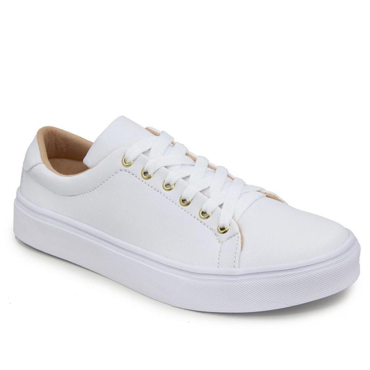 Tênis Casual Feminino Liso Básico Com Sola Alta Reta e Cadarço - Branco |  Netshoes